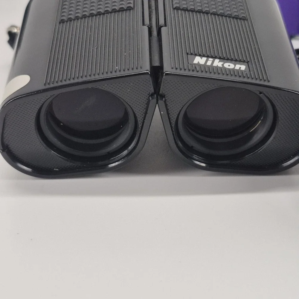 NIKON 9x25 Travelite 5.6° Compact Black Binoculars with Case Vintage Rare Japan